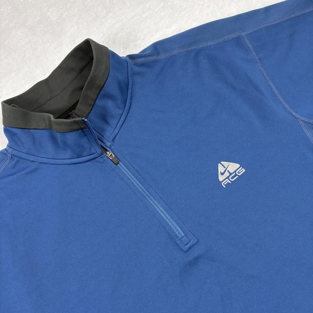 Nike ACG Pullover Mens L Blue NikeFITDRY 1/4 Zip Long Sleeve Stand-Up Tagless